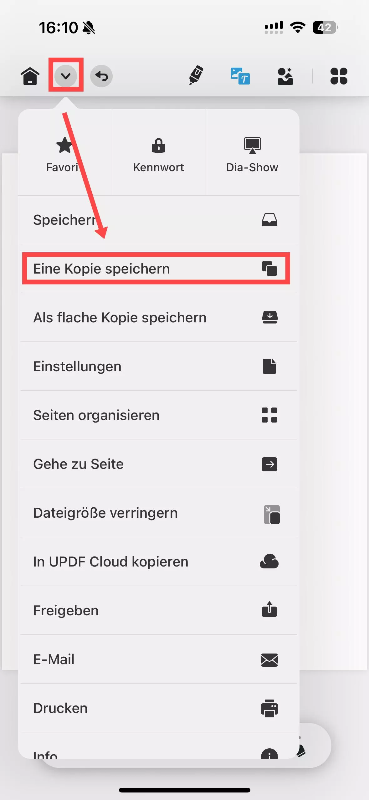 PDFs mit UPDF für iOS in Dateien auf dem iPhone speichern
