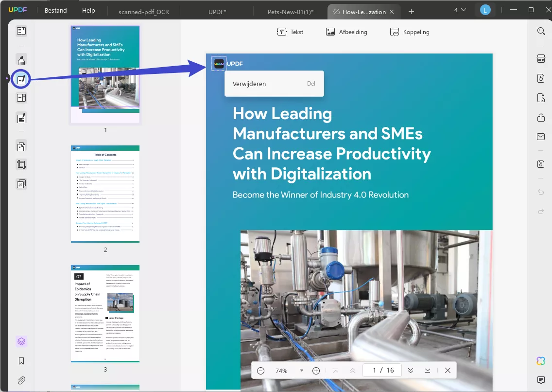 delete objects with updf windows