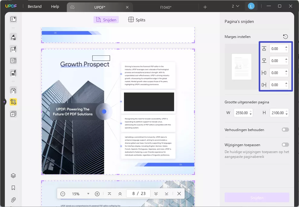 enter a margin numbers to crop