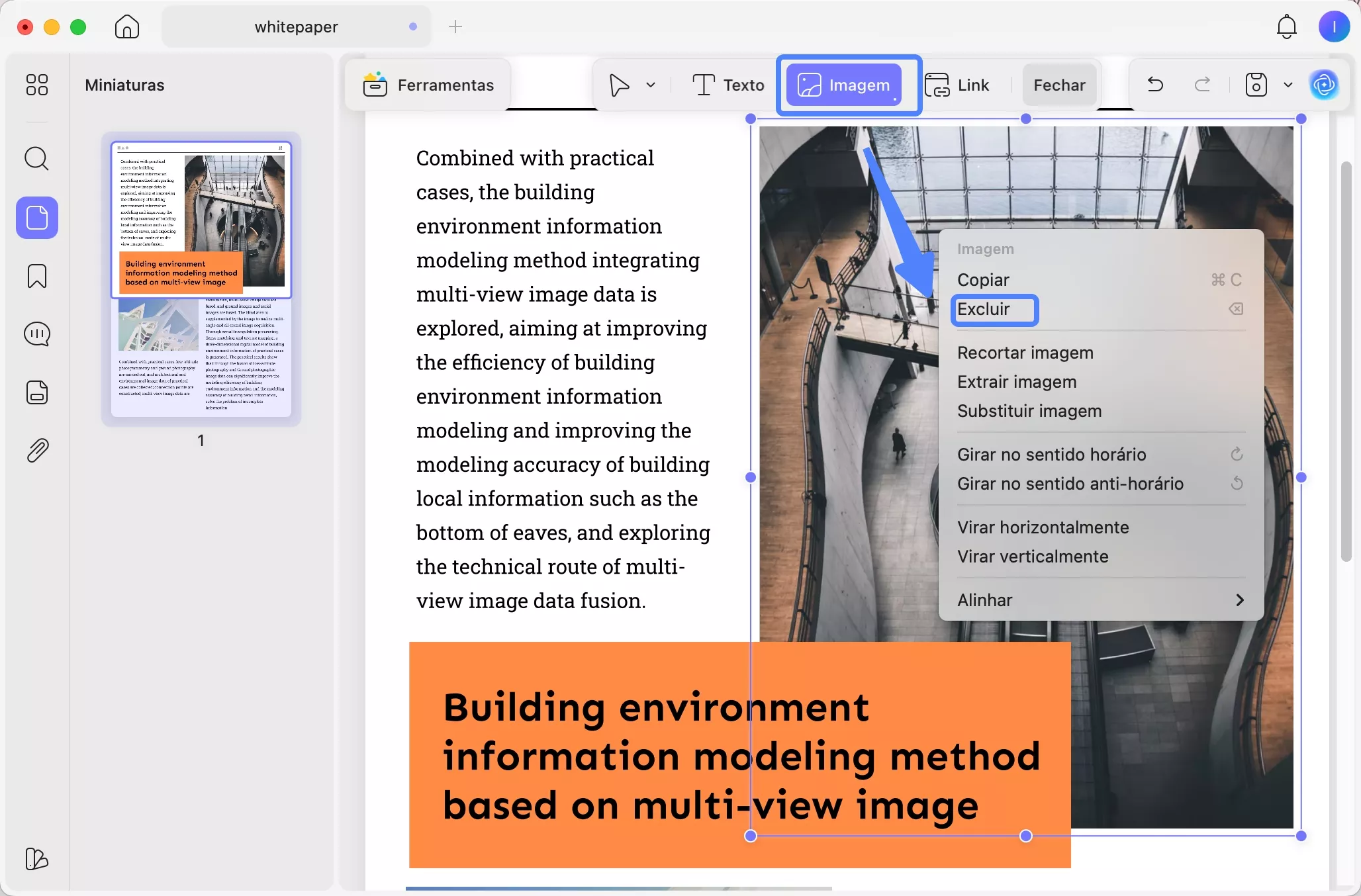 excluir imagem no updf mac