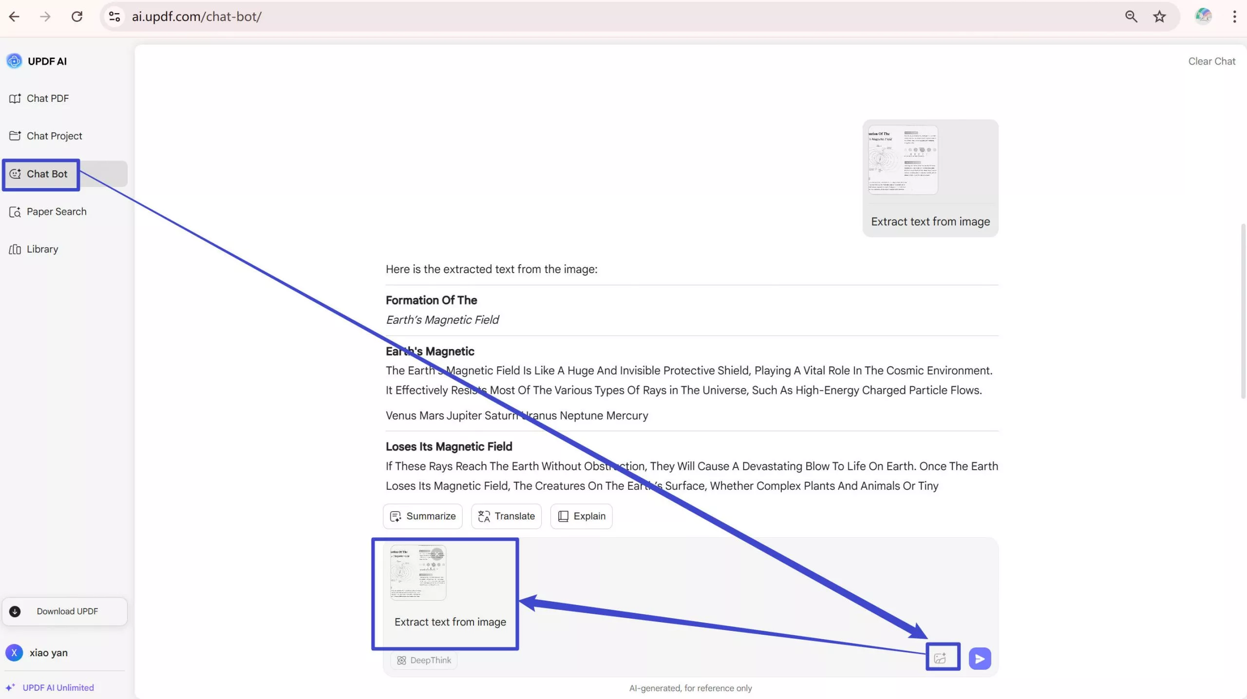 enter prompt to perform ocr