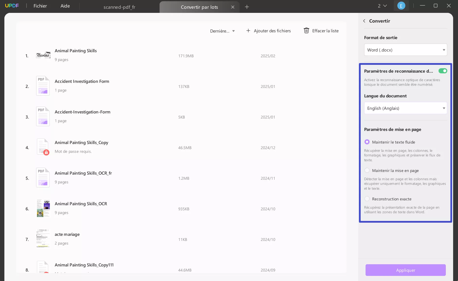 convertir pdf en word par lots