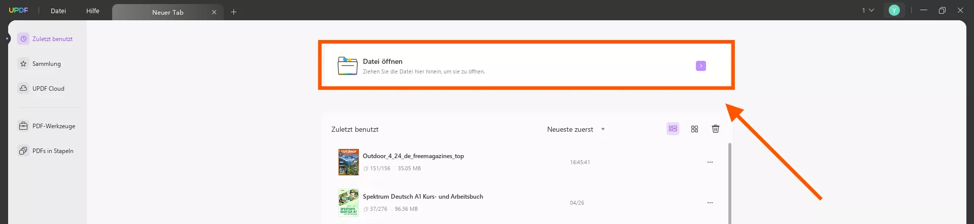 PDF und Word zusammenführen, UPDF-Datei öffnen