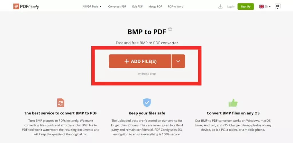 使用PDFCandy將BMP轉換為PDF