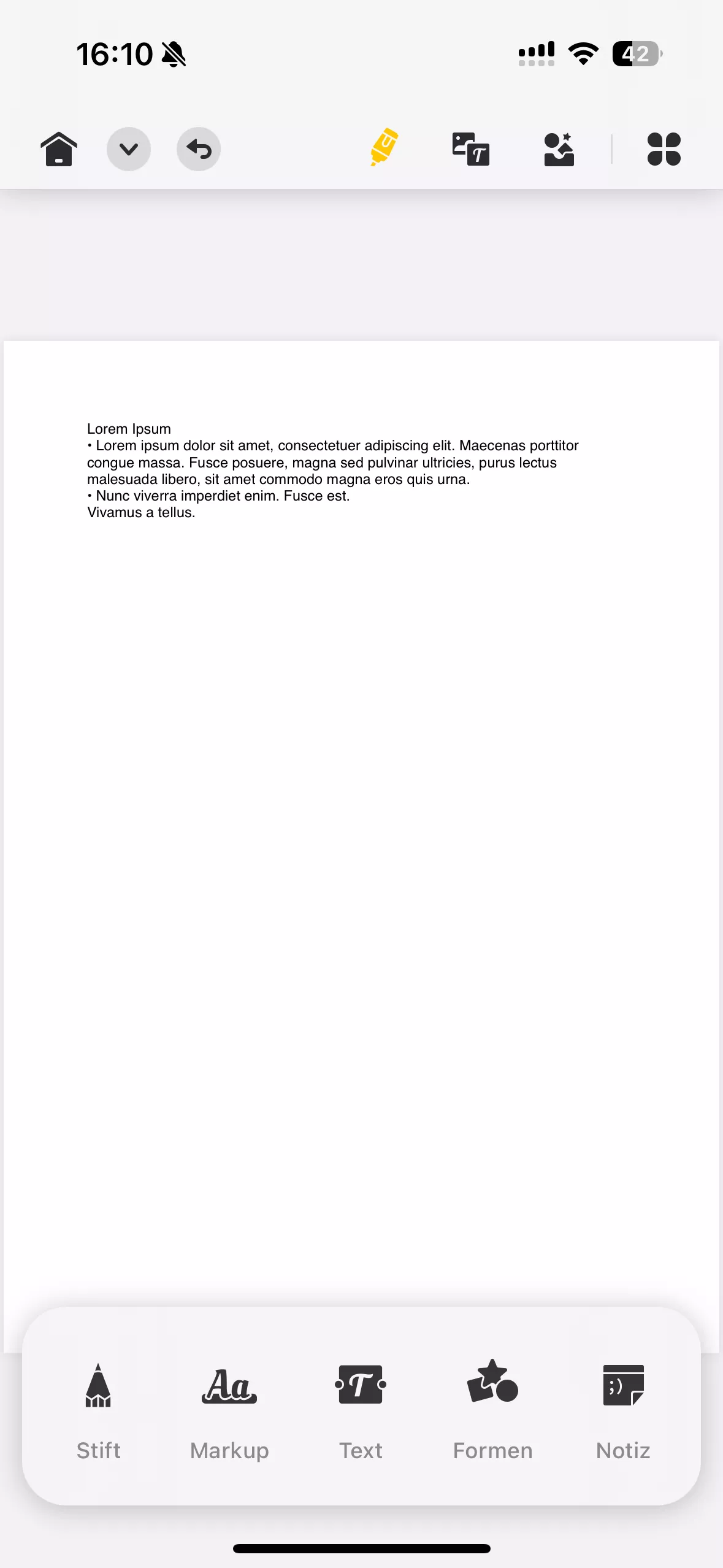 Text in leeres PDF einfügen mit UPDF für iOS 1