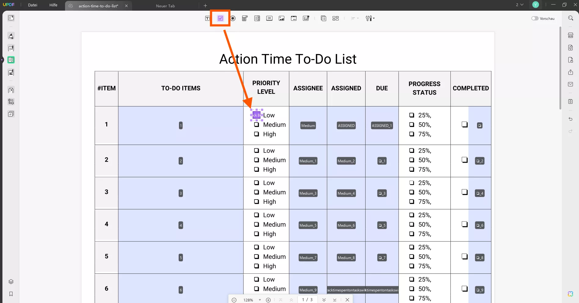 Feld für PDF-Checklistenformular mit UPDF hinzufügen