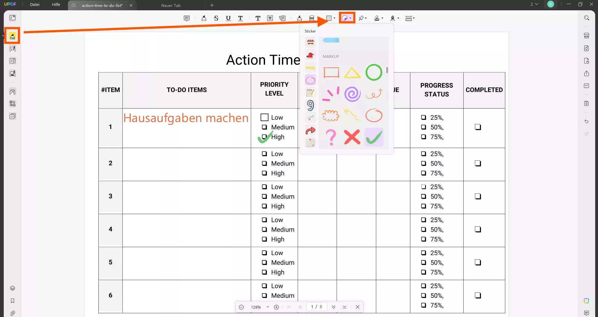 Aufkleber für PDF-Checklistenformular mit UPDF hinzufügen
