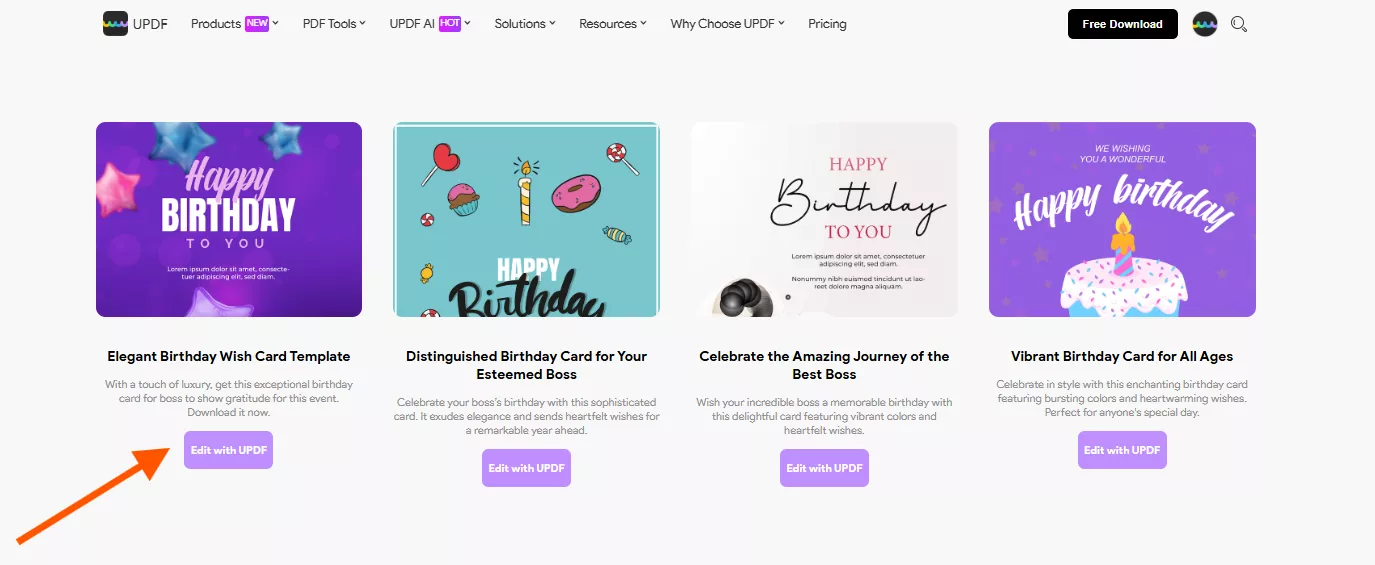 Beginnen Sie mit der Bearbeitung einer Vorlage aus UPDF