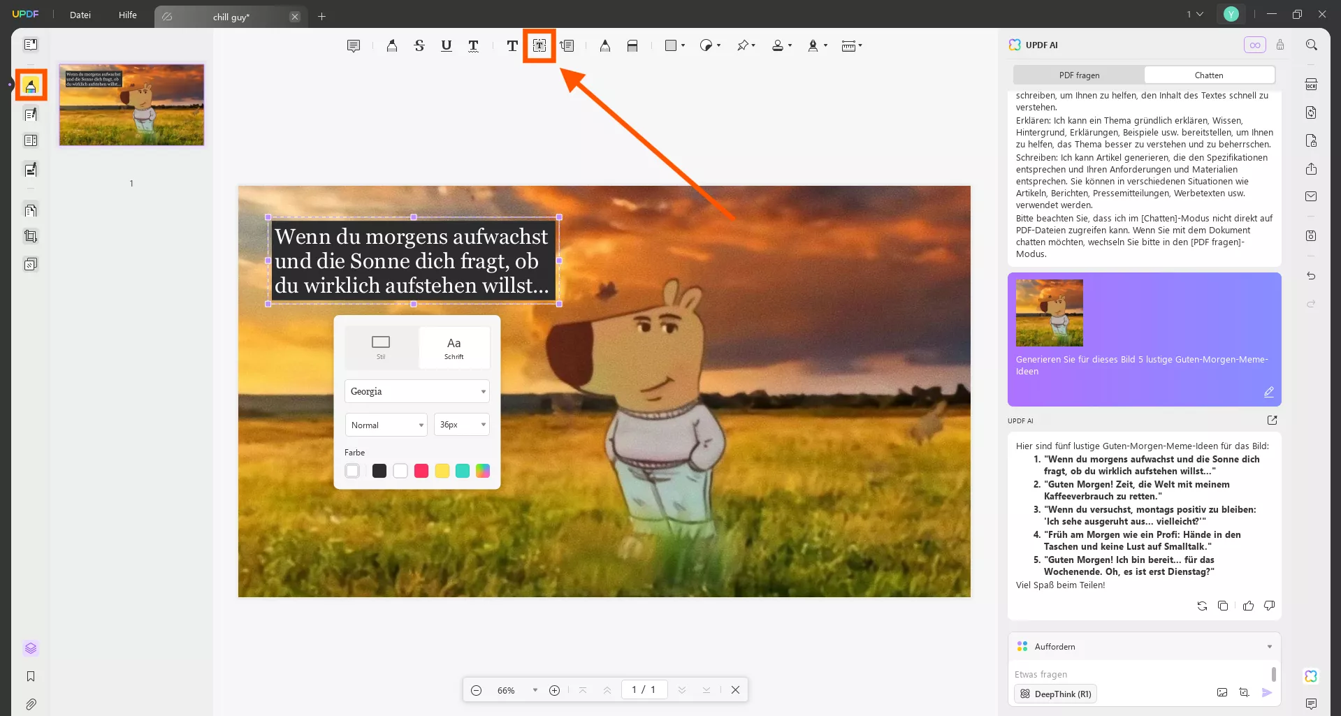 Textfeldsymbol auswählen