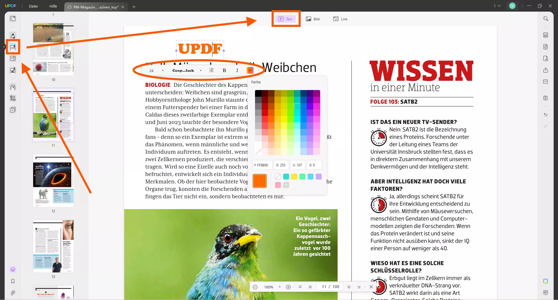 Textfarbe von pdf ändern