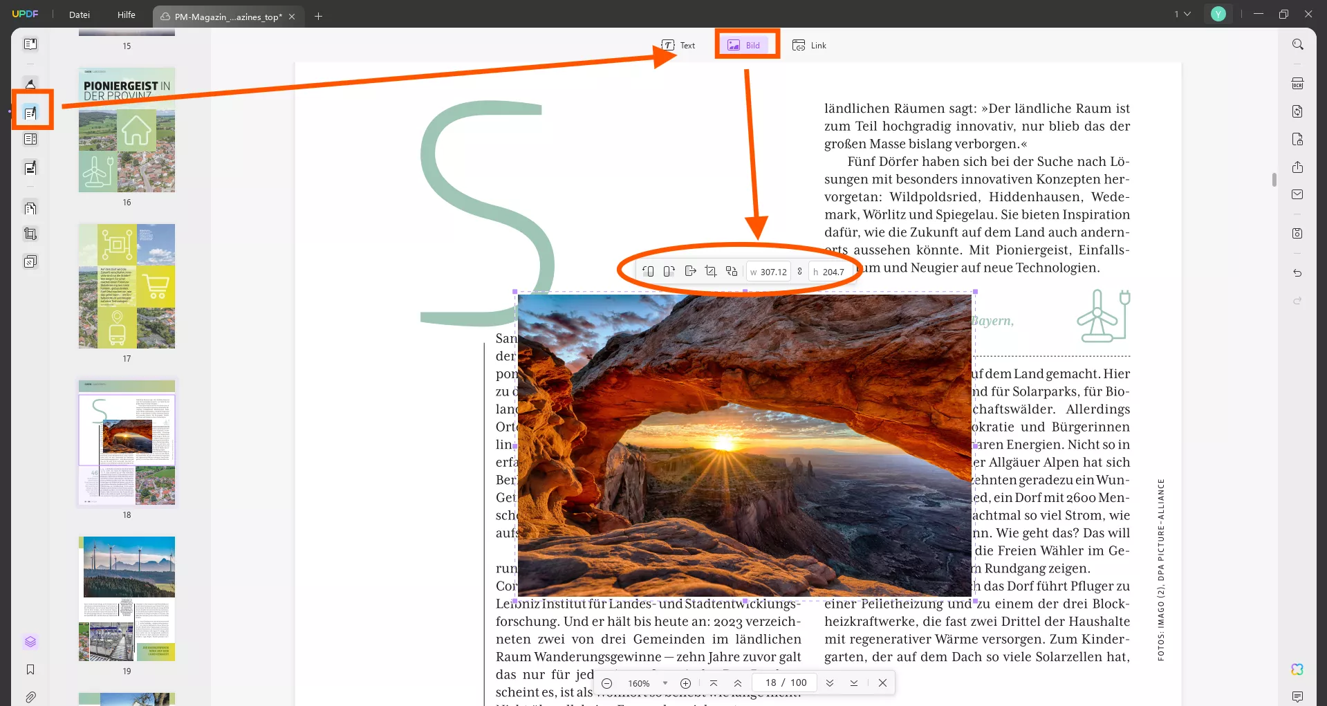Anpassungen an PDF-Bildern vornehmen