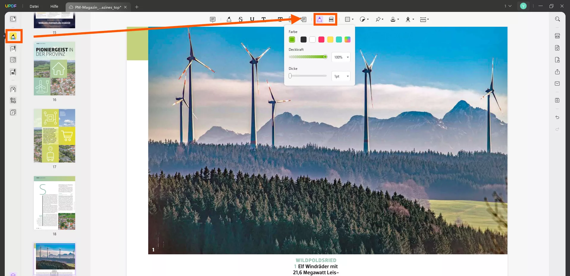 Zeichnen in PDF mit Bleistift und Radierer