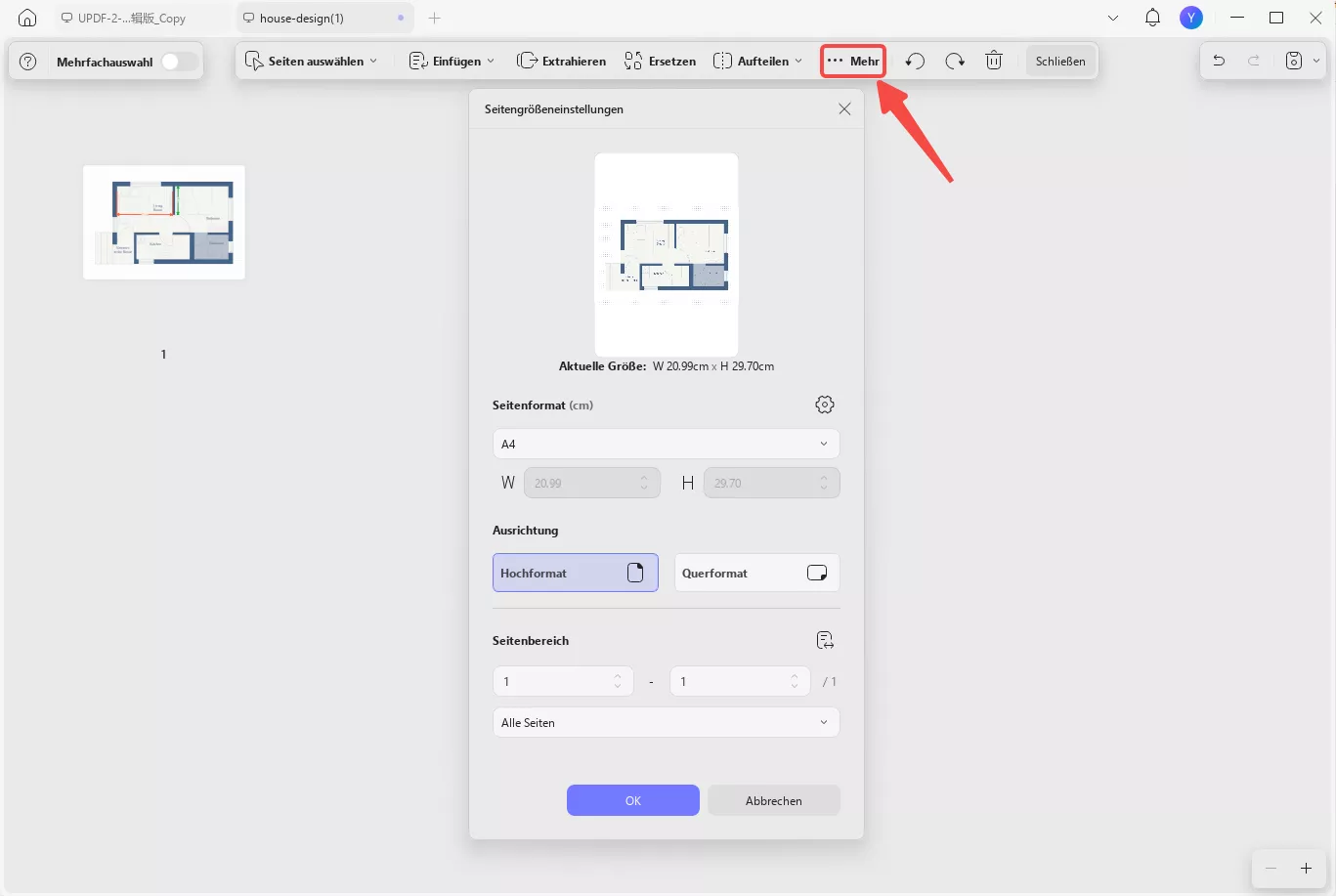 Überprüfen Sie die PDF-Abmessungen UPDF
