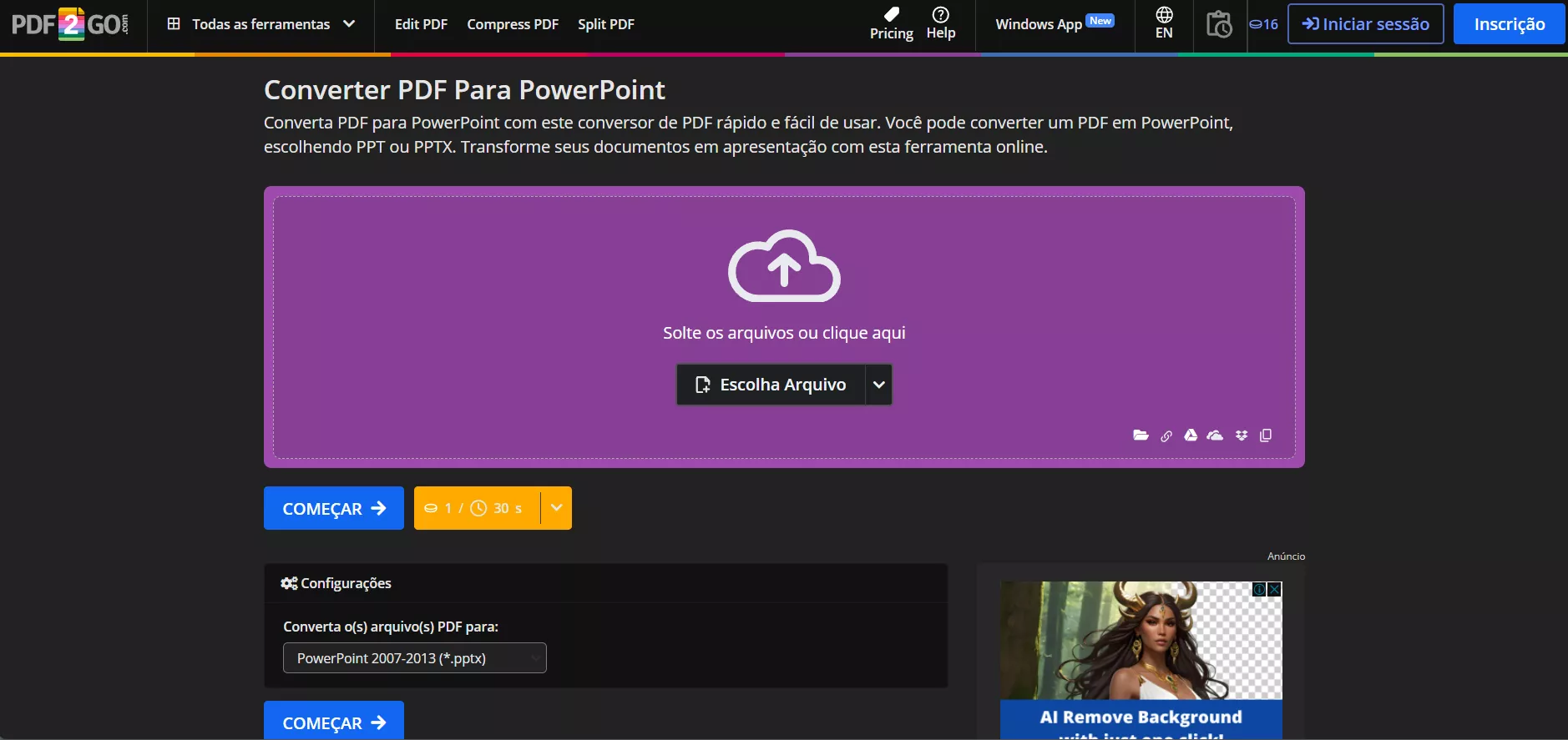 Conversor de PDF para PPT Online