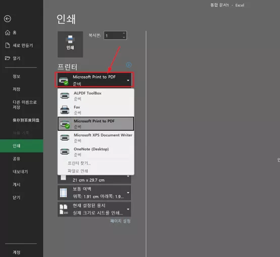 엑셀 프린트