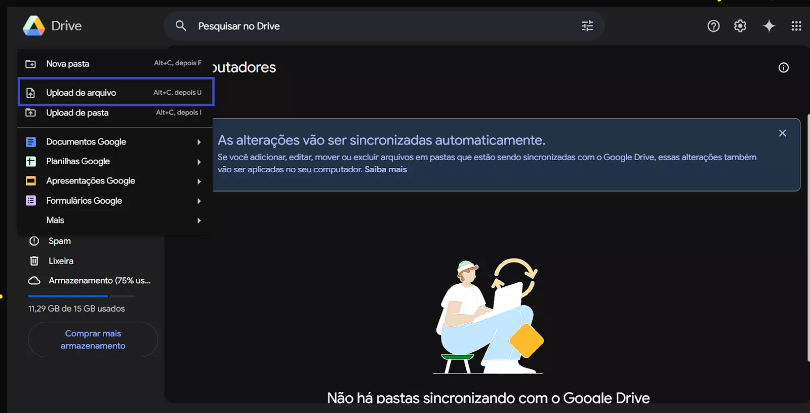 faça o upload do digitalizado para o google drive