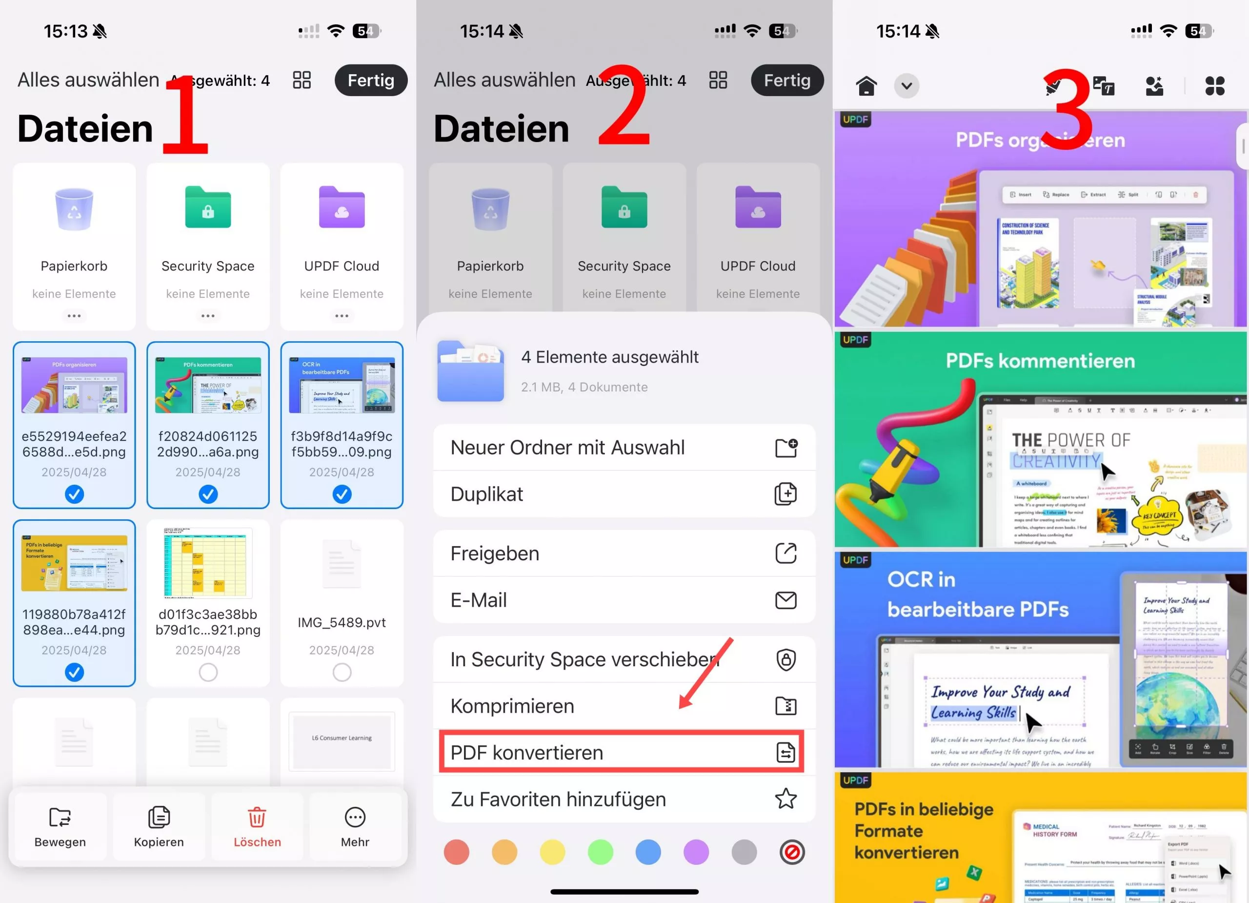 Wählen Sie Fotos zum Konvertieren in PDF aus