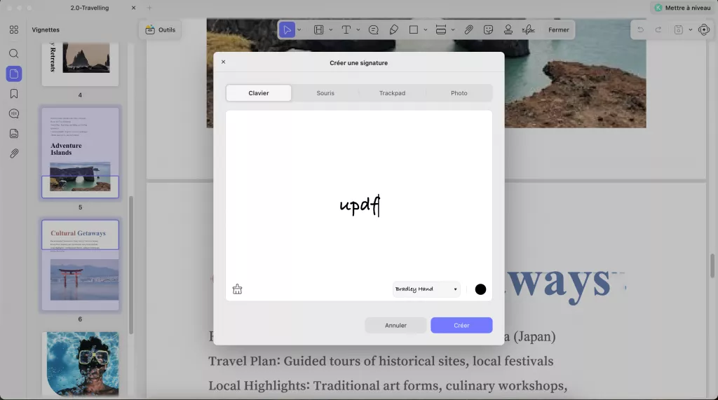 create signature updf windows 2
