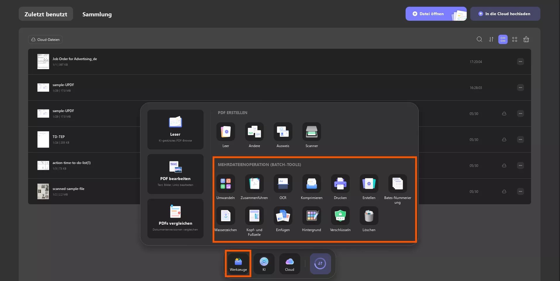 Zugriff auf Batch-PDFs in Windows 2