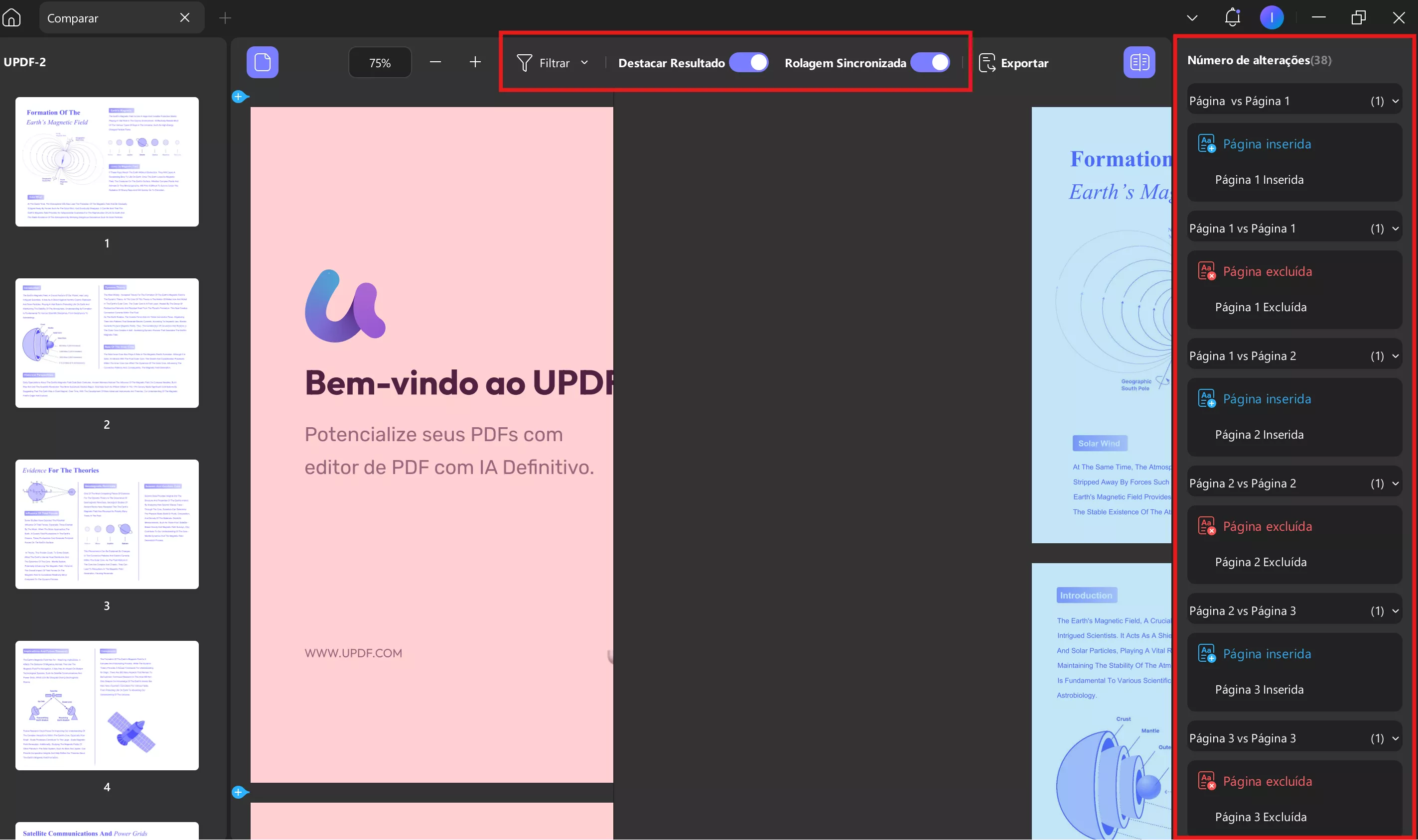 acompanhar o número de alterações updf windows