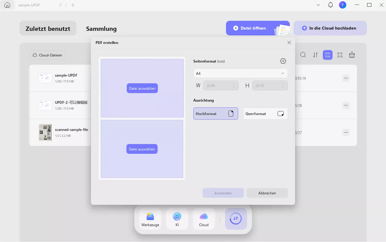 Bilder hinzufügen, um aus Dokumenten eine PDF-Datei zu erstellen UPDF 2 Mac