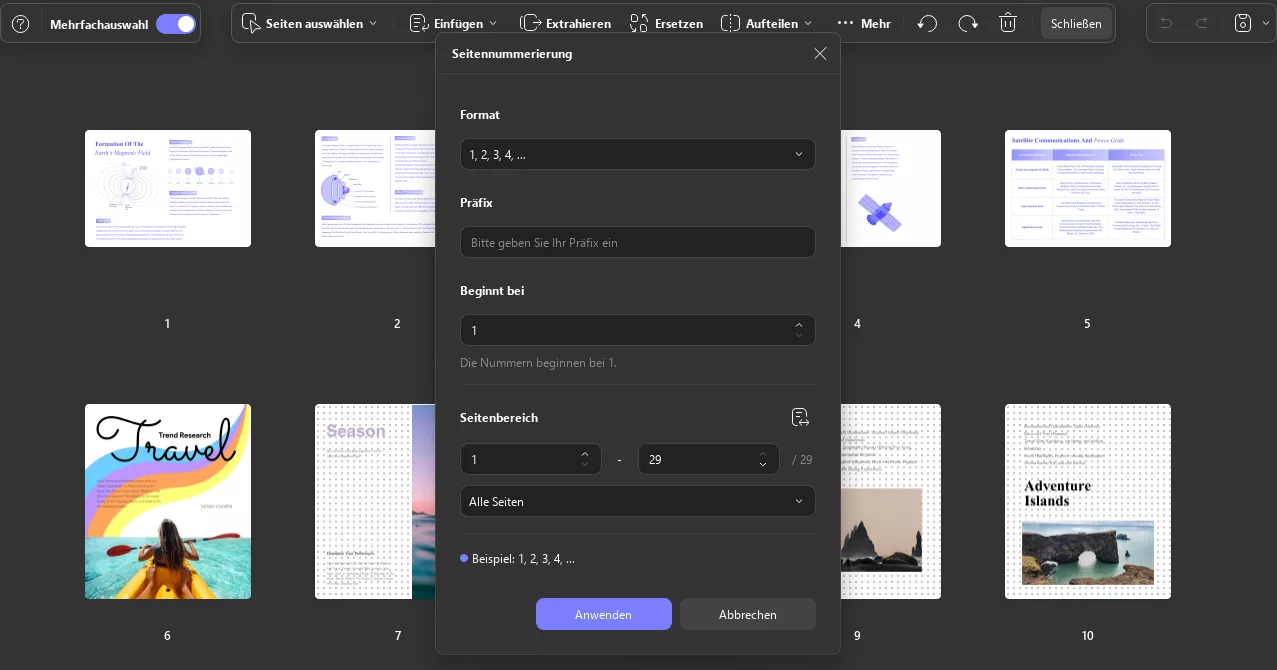 Seitenbeschriftungen hinzufügen updf windows 2