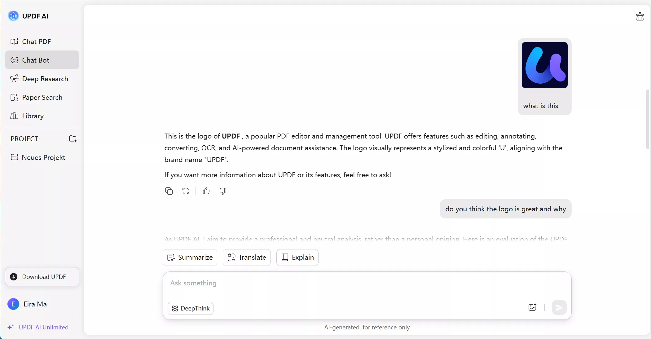 chat with image updf ai online