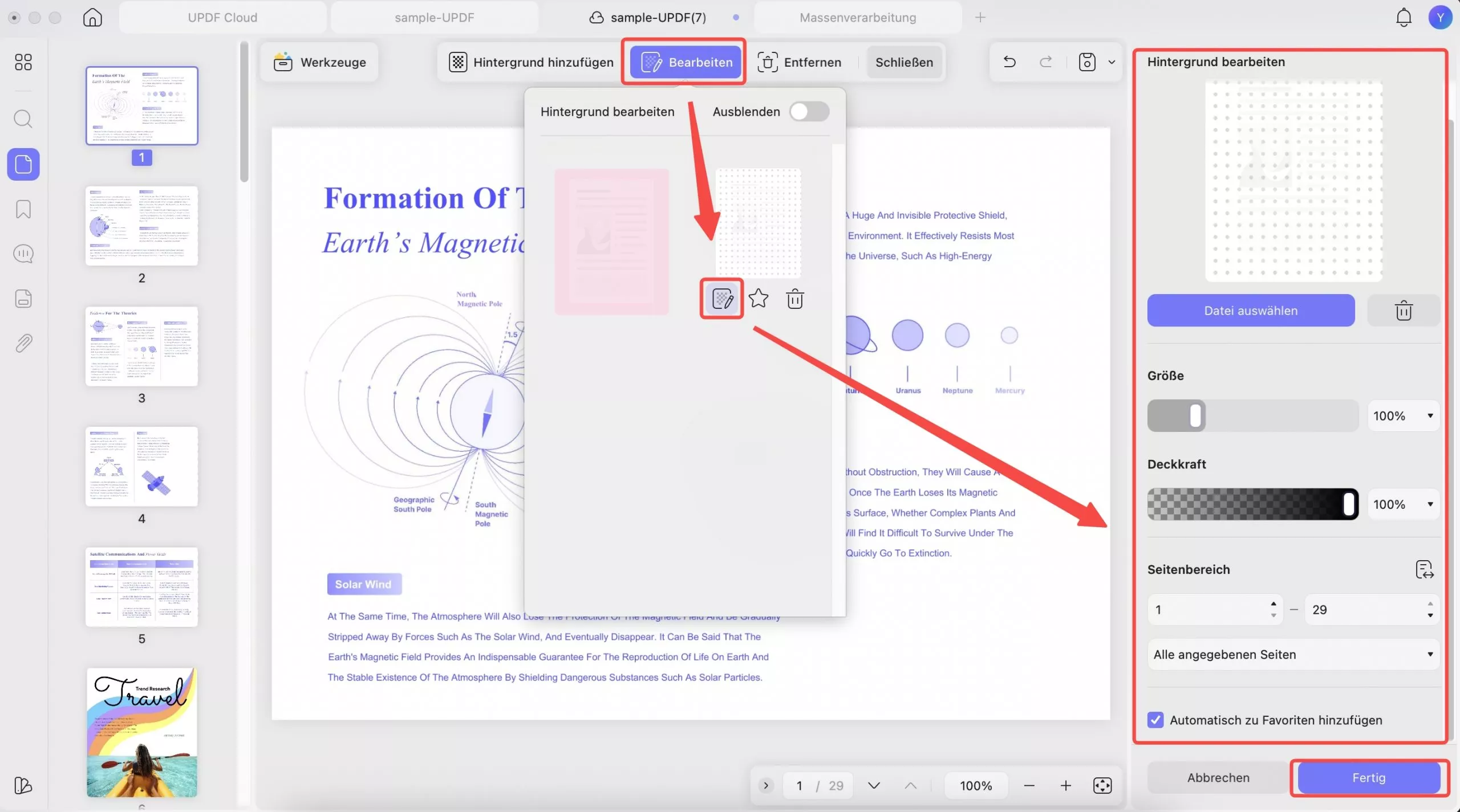 PDF Hintergrund bearbeiten mit UPDF