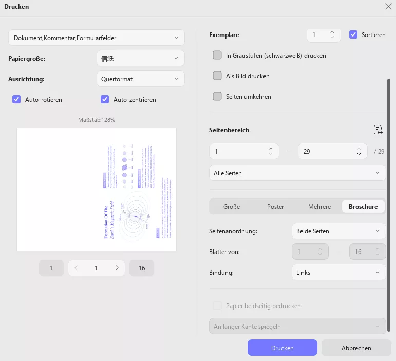 Einstellungen für den Druck von Broschüren updf Windows 2
