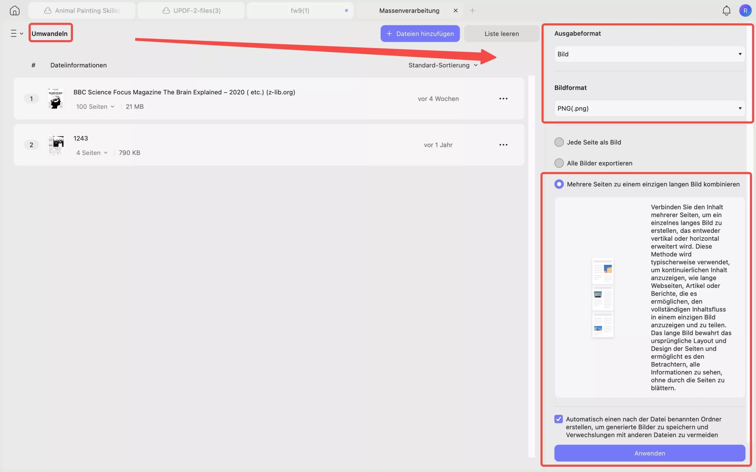 PDF-Vorschaufenster funktioniert nicht bei Stapelkonvertierung