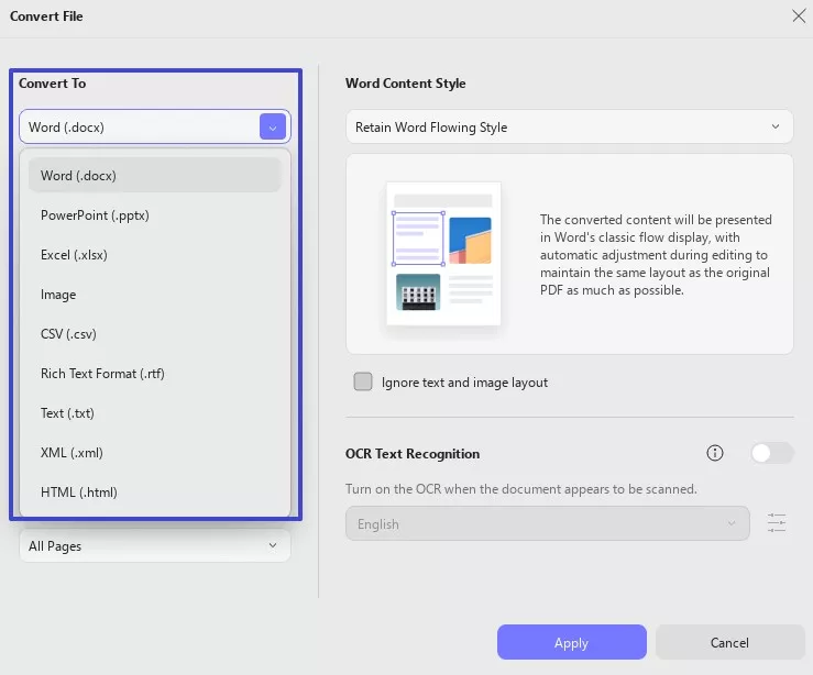 convert to preferred file format updf windows 2