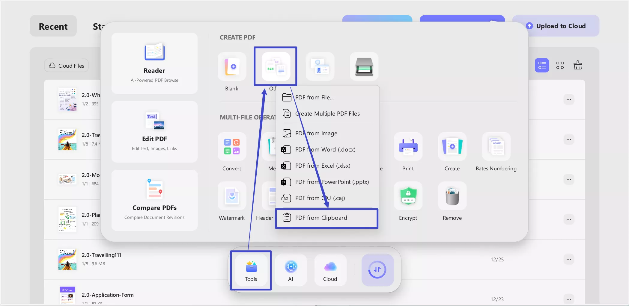 create pdf from clipboard