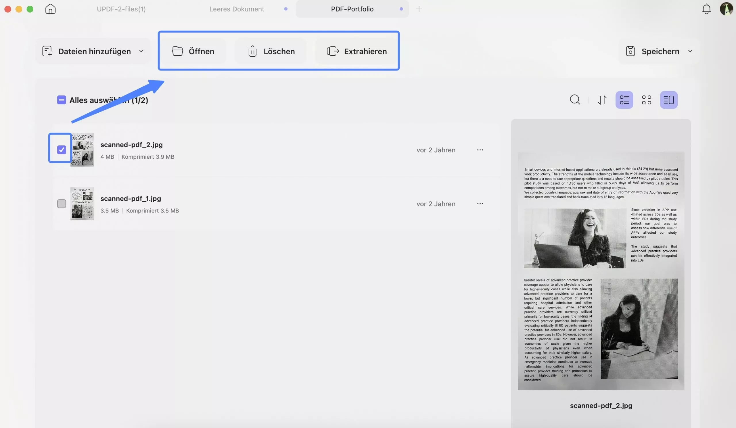 Dateien zum PDF-Portfolio