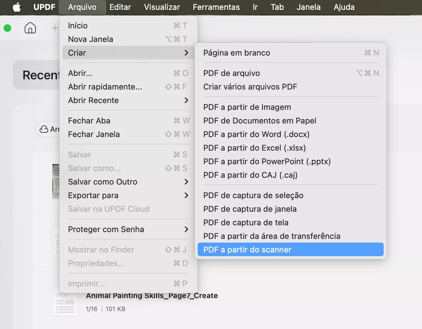 criar pdf a partir do scanner