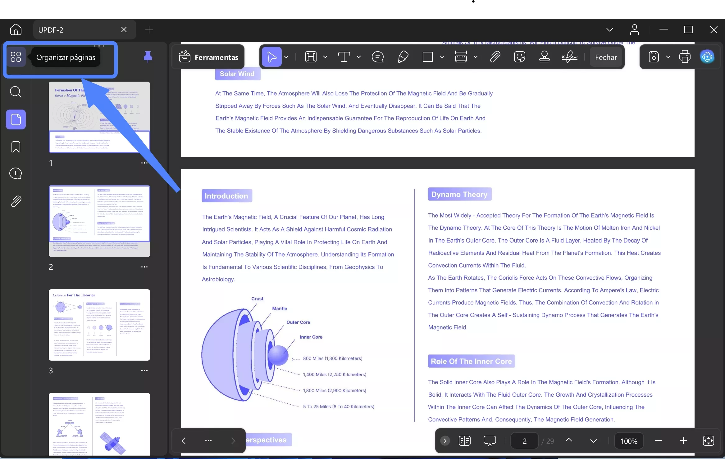 acessar recurso de organizar pdf