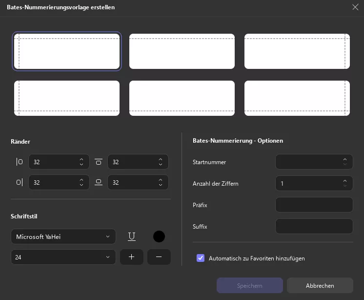 Bates-Nummerierung in Batch-Update-Fenstern anpassen 2