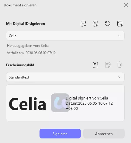 Mit einer digitalen ID unterschreiben