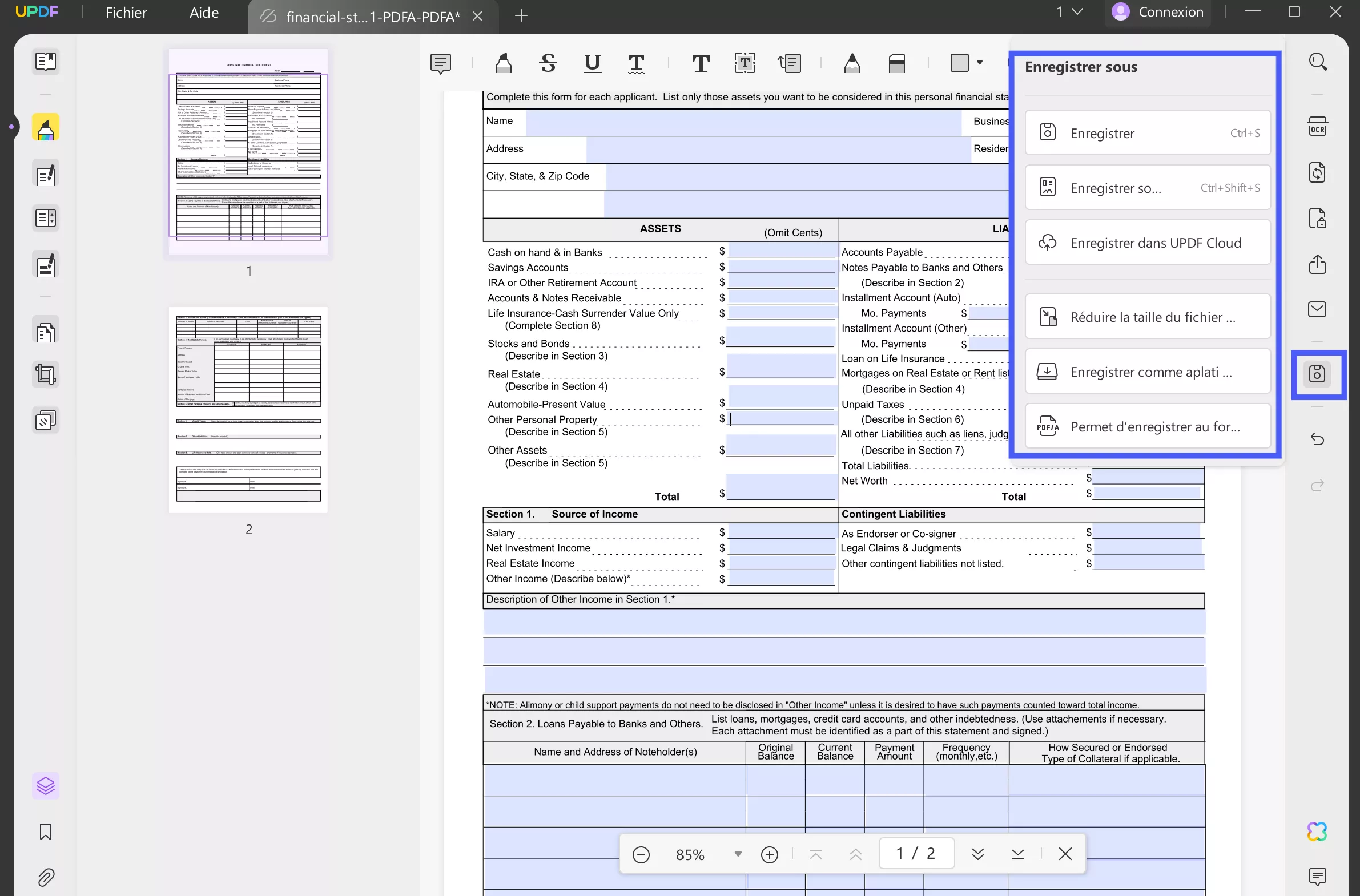 the document could not be saved bad parameter updf