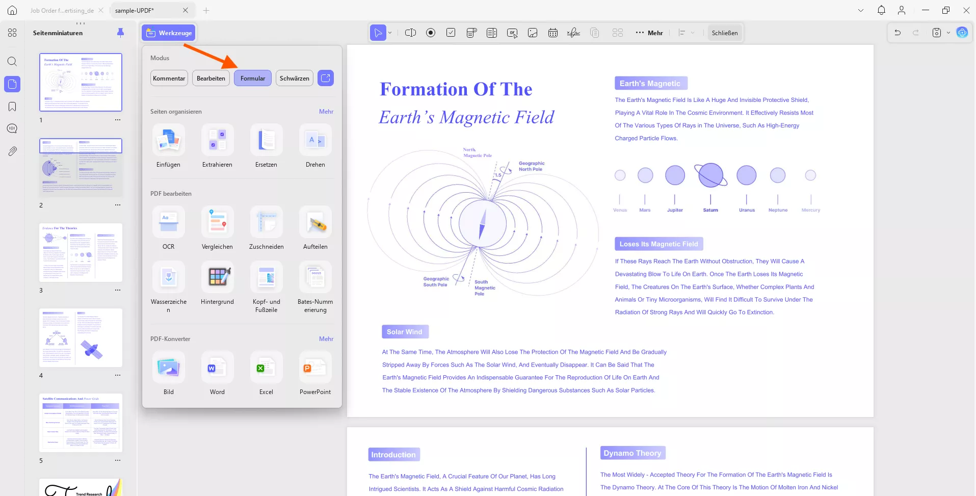 Formularoptionen UPDF