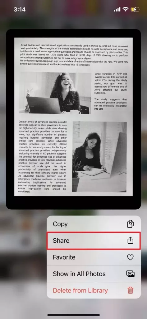用列印選項在 iPhone 上把圖片保存為 PDF