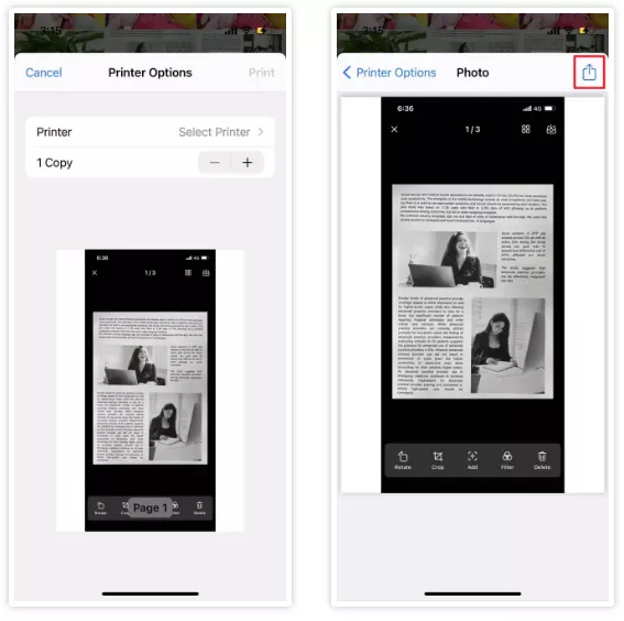 用圖書應用程式在 iPhone 上把圖片保存為 PDF