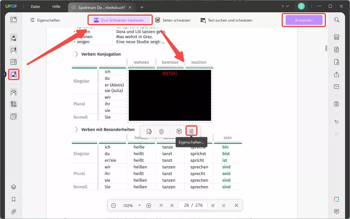 Schwärzen Sie PDF mit UPDF unter Windows
