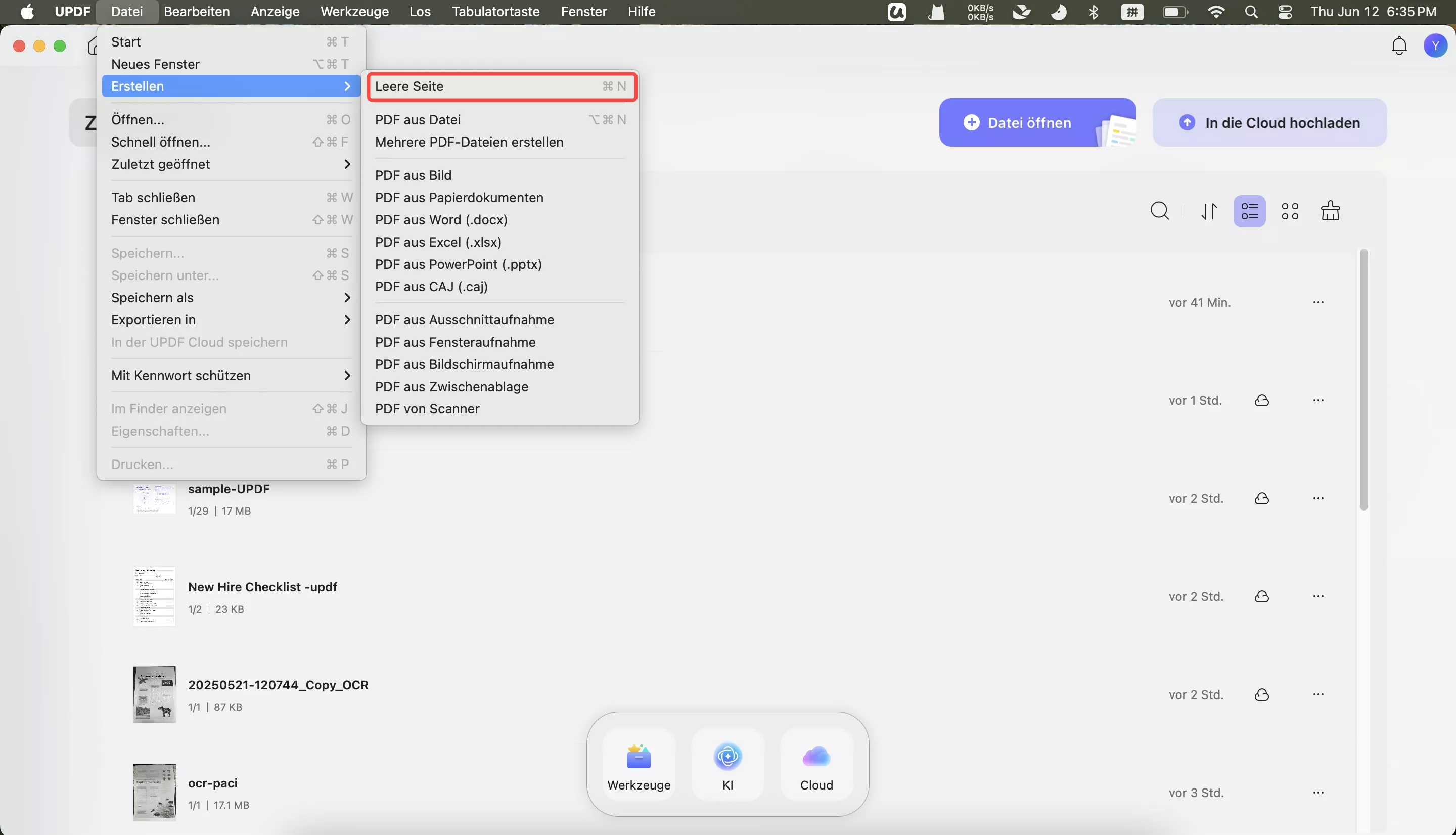 Erstellen einer leeren PDF-Datei