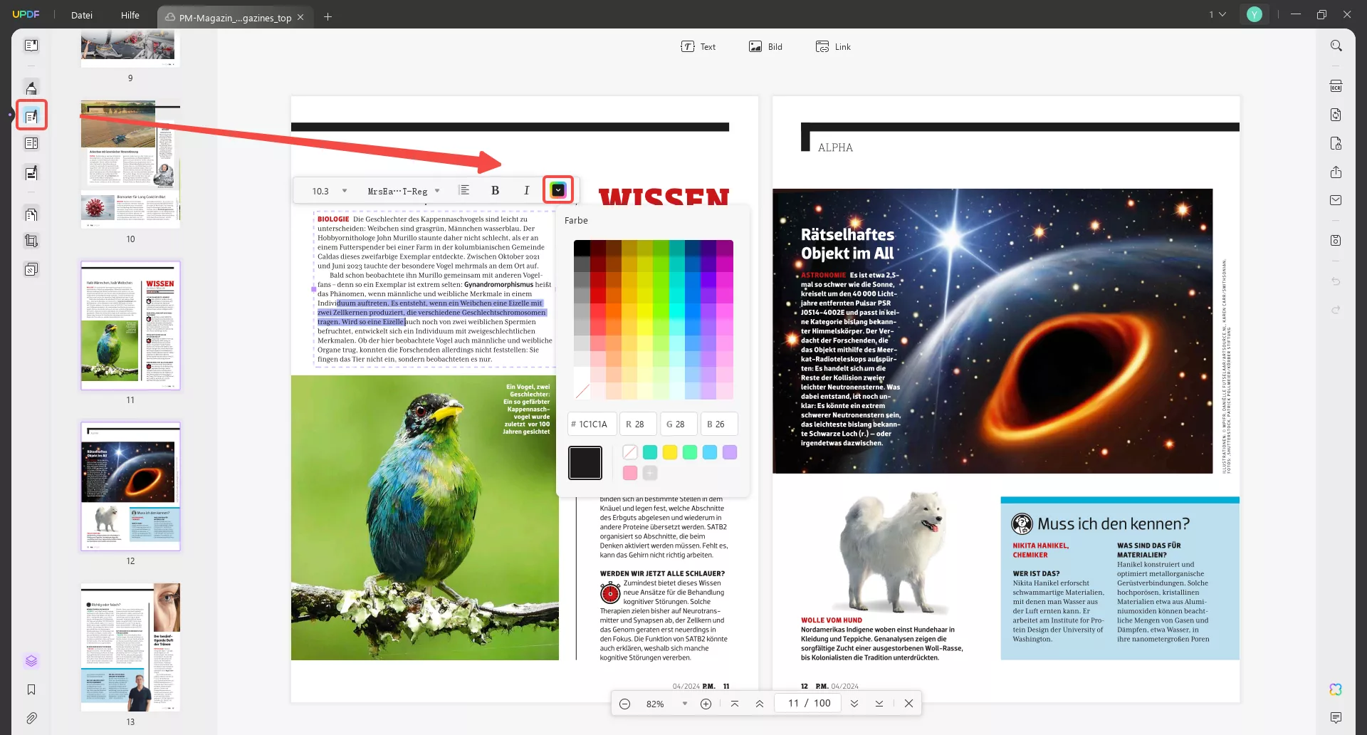 Schriftfarbe in PDF mit UPDF ändern