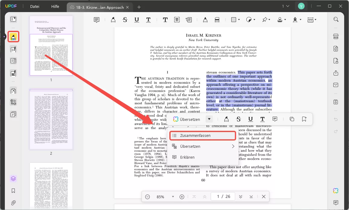 SciSummary updf zusammenfassen