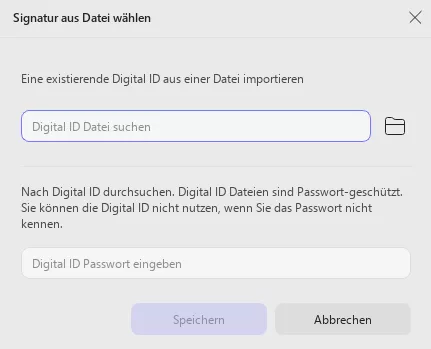 Importieren einer digitalen Signatur