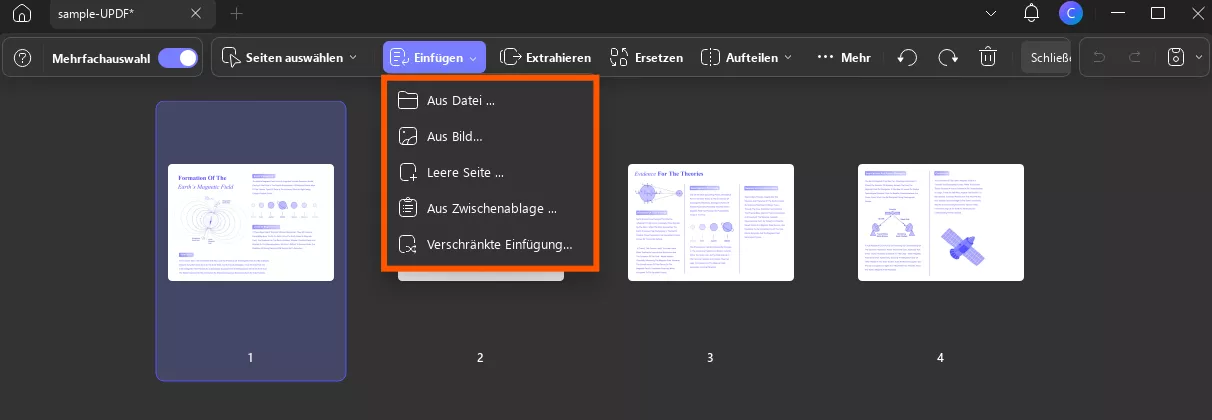 Option einfügen updf Windows 2