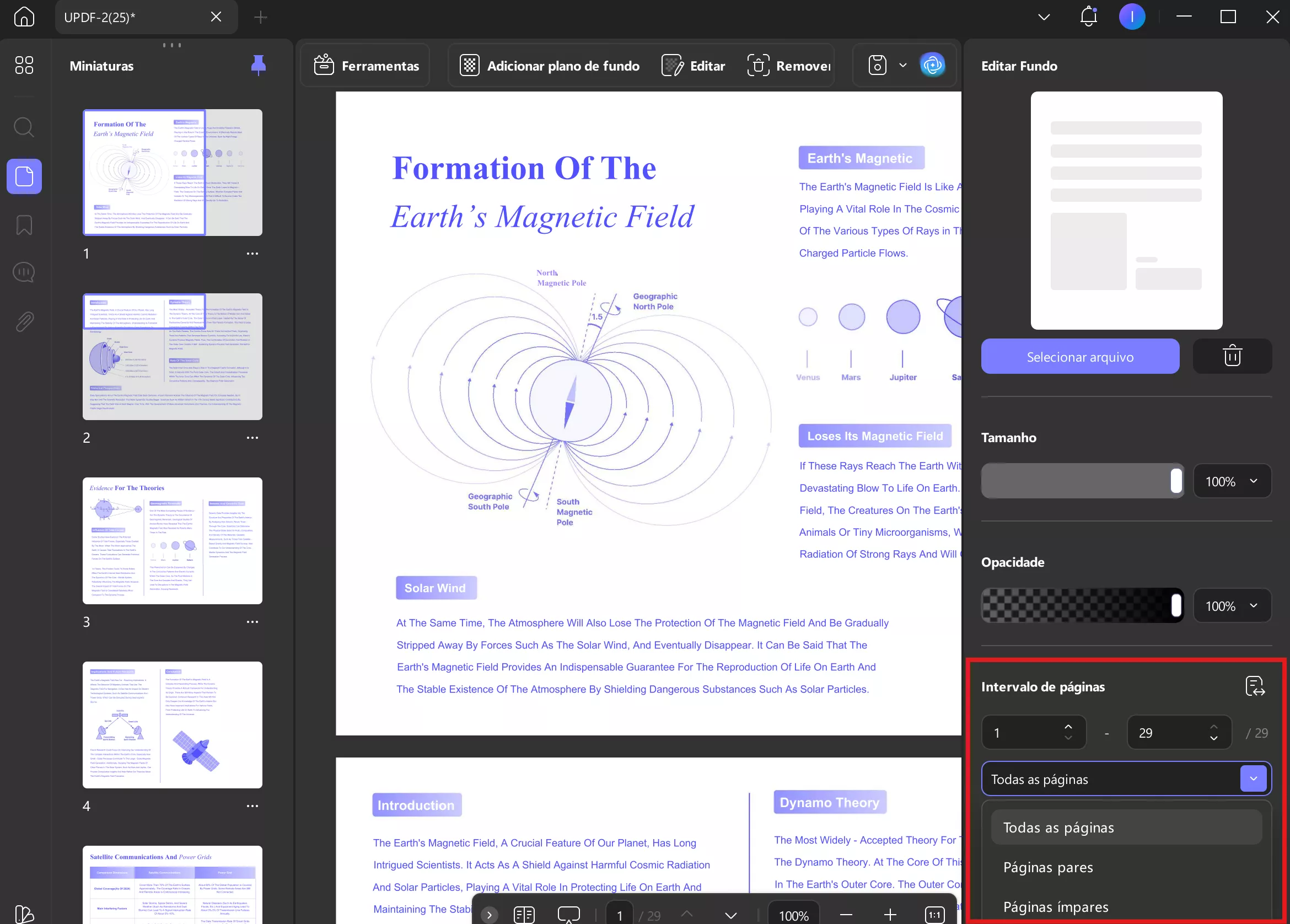 intervalo de páginas