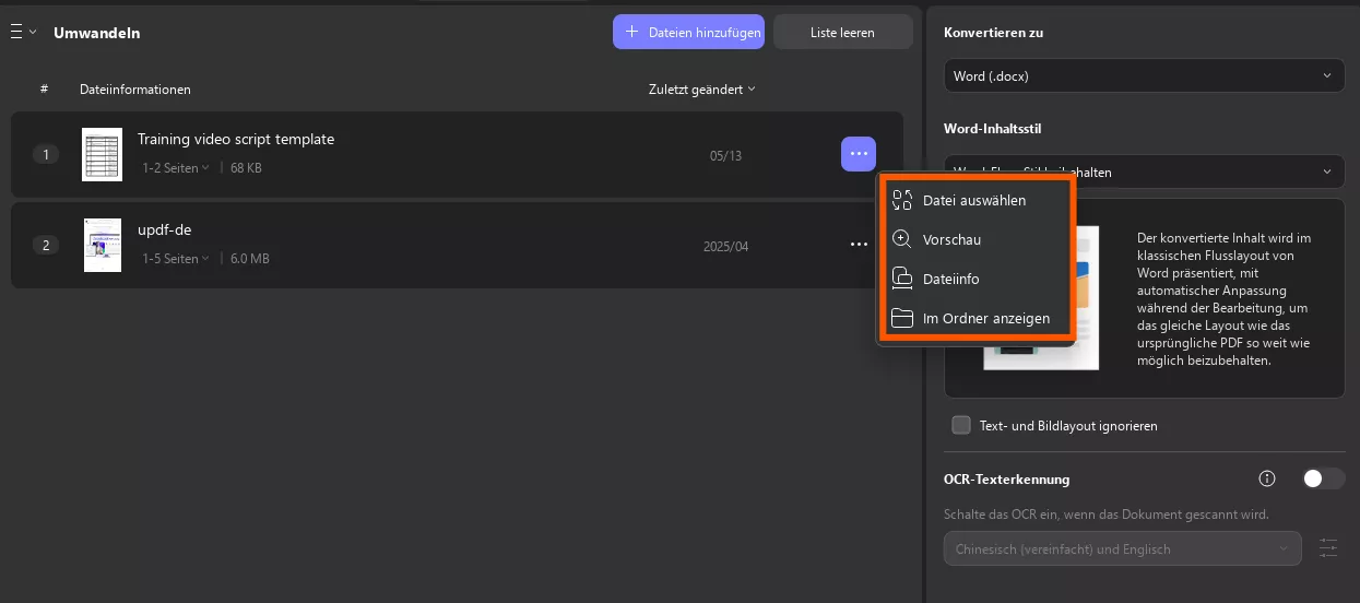 Datei in Stapelkonvertierung ersetzen updf Windows 2