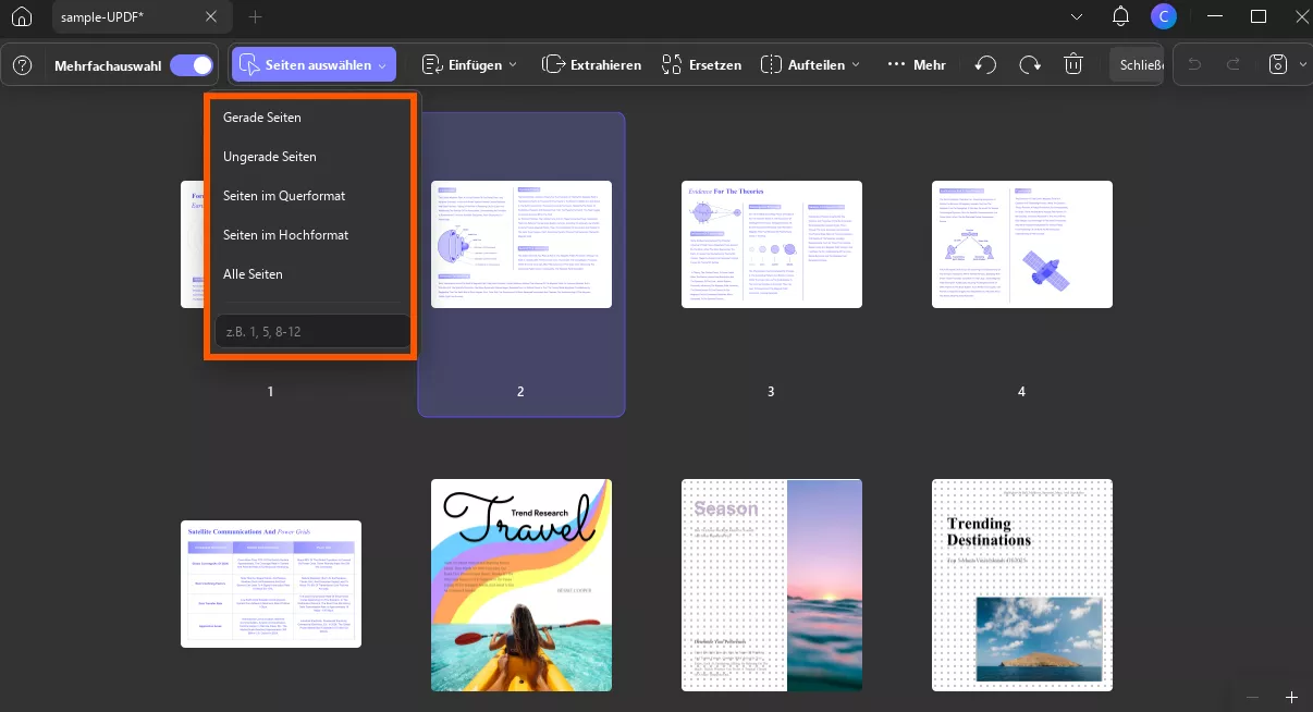 Alle Seiten auswählen updf Windows 2